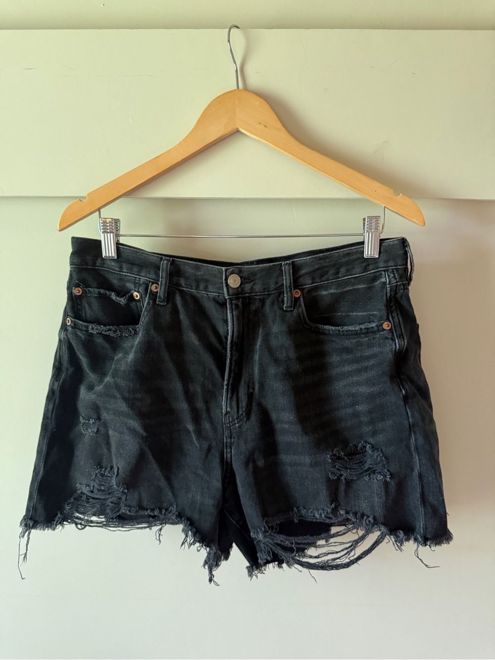 American Eagle Outfitters Black Distressed Cutoff Jean Shorts
